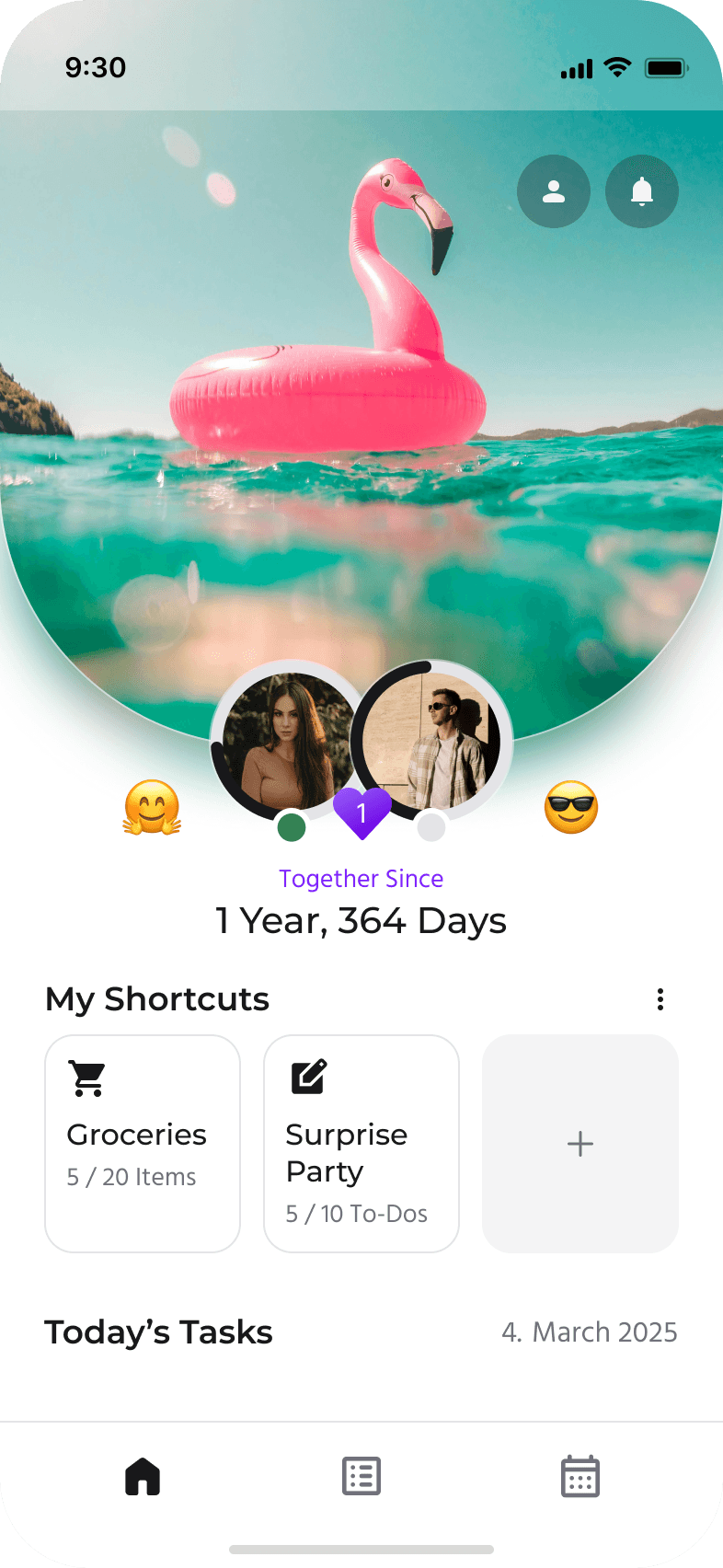 cuppl app interface showing couple organization features